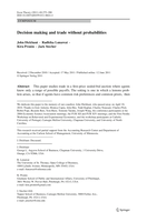 Decision Making and Trade without Probabilities