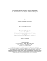 A Systematic Literature Review of Effective Interventions For African-American and Hispanic Alzheimer's Caregivers