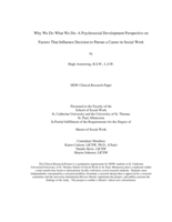 Why We Do What We Do: A Psychosocial Development Perspective on Factors That Influence Decision to Pursue a Career in Social Work