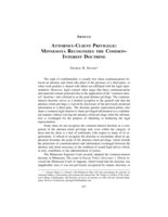 Attorney-Client Privilege: Minnesota Recognizes the Common-Interest Doctrine