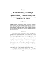 A Non-Exhaustive Overview of Various Aspects of Power and Power Dynamics from a Chinese Perspective: Governmental Power, Private Power, and Personal Power