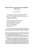 How to Be an Anti-Intelligent Design Advocate