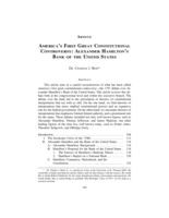 America's First Great Constitutional Controversy: Alexander Hamilton's Bank of the United States