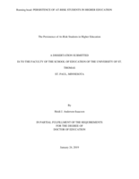 The Persistence of At-Risk Students in Higher Education