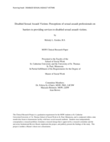 Disabled Sexual Assault Victims: Perceptions of Sexual Assault Professionals on Barriers to Providing Services to Disabled Sexual Assault Victims