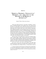 "Spiritual Property, 'Intellectual' Property, and a Solution to the Mystery of IP Rights In Jewish Law"