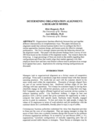 Determining Organization Alignment: A Research Model