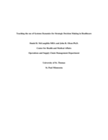Teaching the Use of Systems Dynamics for Strategic Decision Making in Healthcare