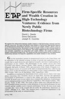 Firm-Specific Resources and Wealth Creation in High-Technology Ventures: Evidence from Newly Public Biotechnology Firms