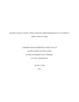 Secondary Classroom Teachers’ Beliefs and Decision Making Regarding the Use of Feedback to Improve Student Learning