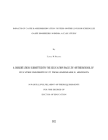 Impacts of Caste Based Reservation System on the Lives of Scheduled Caste Engineers in India: A Case Study