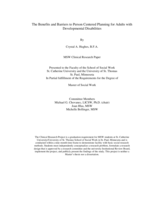 The Benefits and Barriers to Person Centered Planning for Adults with Developmental Disabilities