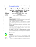The Antecedents and Impact of Industry Consultants on the Future Performance of New Banks