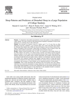 Sleep Patterns and Predictors of Disturbed Sleep in a Large Population of College Students