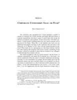 Corporate Citizenship: Goal or Fear?