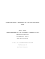Growing Through Connection: A Phenomenological Study of High School Cultural Immersion Programs