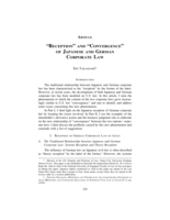 "Reception" and "Convergence" of Japanese and German Corporate Law