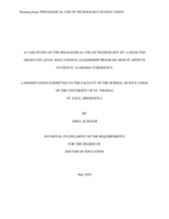 A Case Study of the Pedagogical Use of Technology by a Selected Graduate-Level Educational Leadership Program:  How it Affects Students' Learning Experience