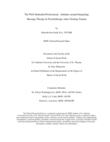 The Well-Embodied Professional: Attitudes around Integrating Massage Therapy & Psychotherapy when Treating Trauma