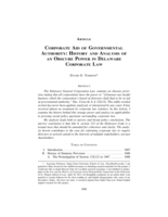 Corporate Aid of Governmental Authority: History and Analysis of an Obscure Power in Delaware Corporate Law