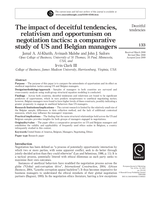 The Impact of Deceitful Tendencies, Relativism and Opportunism on the Negotiation Tactics: A Comparative Study of U.S. and Belgian Managers