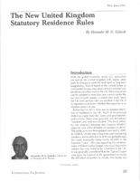The New United Kingdom Statutory Residence Rules