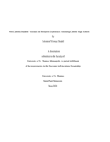 Non-Catholic Students’ Cultural and Religious Experiences Attending Catholic High Schools