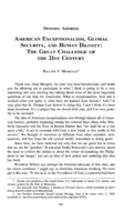 American Exceptionalism, Global Security, and Human Dignity: The Great Challenge of the 21st Century