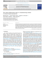 The Culture-Effectiveness Link in a Manufacturing Context: A Resource-Based View Perspective