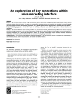 An Exploration of Key Connections within Sales-Marketing Interface