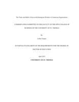 The Traits and Skills of Successful Immigrant Workers in American Organizations
