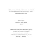 Liberian Immigrants' Experiences in Career Advancement to Leadership Positions in the United States of America: A Phenomenological Study