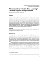 A Framework for “Just-in-Time Learning” Decision Support in Organizations