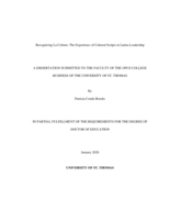 Recognizing La Cultura: The Experience of Cultural Scripts in Latina Leadership