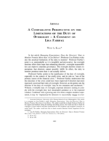 A Comparative Perspective on the Limitations of the Duty of Oversight - A Comment on Lisa Fairfax