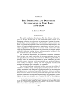 The Emergence and Doctrinal Development of Tort Law, 1870 1930