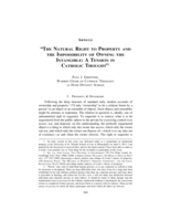"The Natural Right To Property and the Impossibility of Owning the Intangible: A Tension in Catholic Thought"