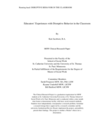 Educators’ Experiences with Disruptive Behavior in the Classroom
