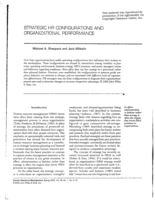 Strategic HR Configurations and Organizational Performance
