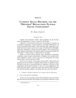 Catholic Social Doctrine and the "Openness" Revolution: Natural Travel Companions?