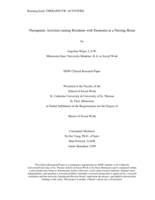 Therapeutic Activities among Residents with Dementia at a Nursing Home