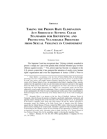 Taking the Prison Rape Elimination Act Seriously: Setting Clear Standards for Identifying and Protecting Vulnerable Prisoners from Sexual Violence in Confinement