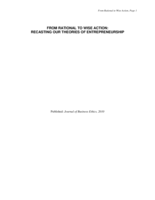From Rational to Wise Action: Recasting Our Theories of Entrepreneurship