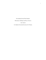 Non-traditional Social Work Students: Motivations, Challenges and Keys to Success