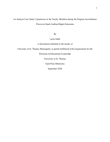 An Analysis Case Study:  Experiences of the Faculty Members during the Program Accreditation Process in Saudi Arabian Higher Education