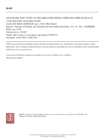 An Exploratory Study of Organization Design Configurations in Health Care Delivery Organizations