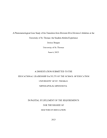 A Phenomenological Case Study of the Transition from Division III to Division I Athletics at the University of St. Thomas: the Student-Athlete Experience