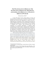 The Weaponization of Heritage: The Examination of Protecting, Destroying, and Assimilating Heritage as a Weapon in Irregular Warfare