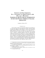 Students for Fair Admissions, Inc. v. University of North Carolina and Haaland v. Brackeen: Lessons on the Future of Affirmative Action for Native American College Applicants