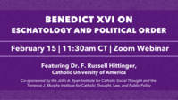 Benedict XVI on Eschatology and Political Order